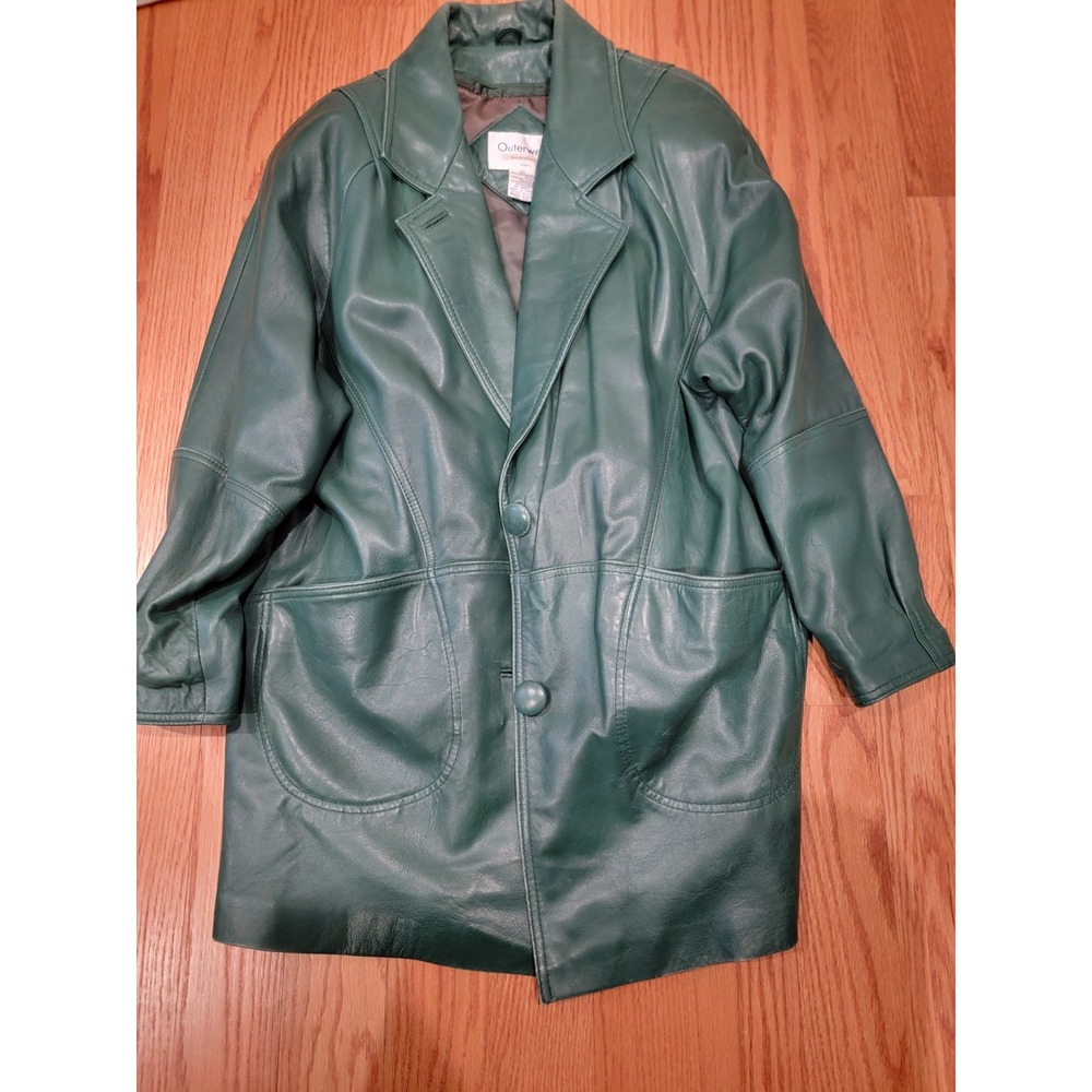 Outerwear Essentials Vintage Women's Leather Jacket Size PS Hunter Green